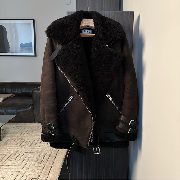 Acne Studios black shearling aviator jacket - Picture 2 of 14